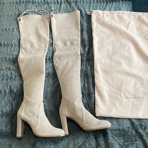 Stuart Weitzman Highland nude suede OTK boots Size 9